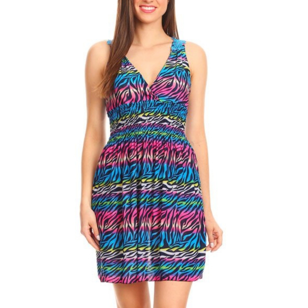💕Nema Avenue Blue Zebra V-Neck lace-back dress💕